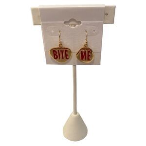 Bite Me Drop Earrings in Gold & Red. Let your earrings do the talking ;-))